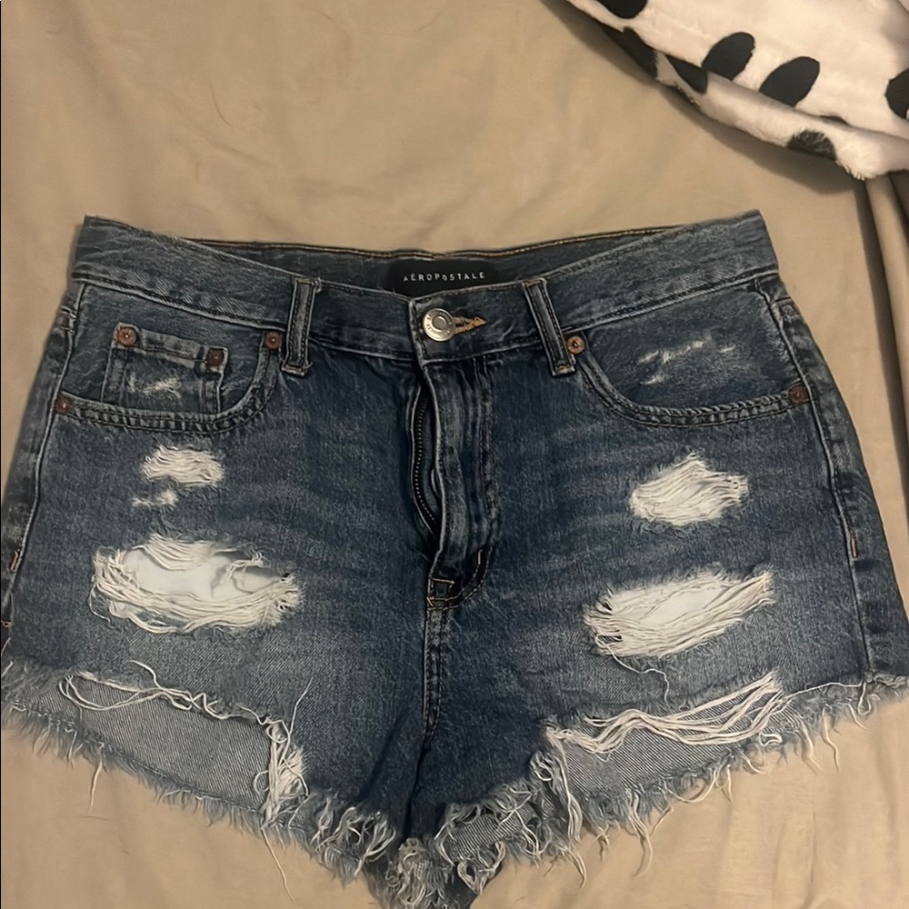 Aeropostale Blue Jean Shorts Distressed Cut-Off Style